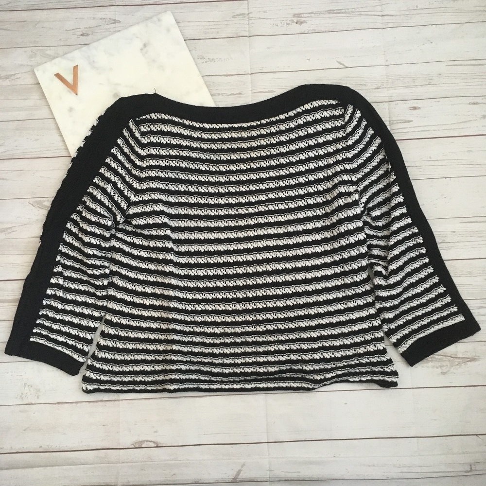st john sport womens m b&w striped sweater open kn